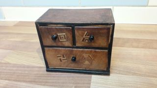 Antique Miniature Draws Cabinet Masonic Apprentice Piece