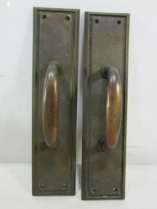 2 Vintage Heavy Brass Door Pulls On Backplates