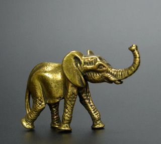 Chinese Brass Carved Elephant Small Statue