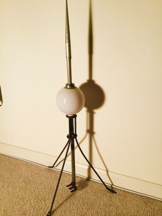 Vintage Lightning Rod - Milk Glass Globe & Cast Stand