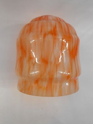 Early 20th C.  Vintage Orange Marbled Ceiling Glass Light/lamp Shade A
