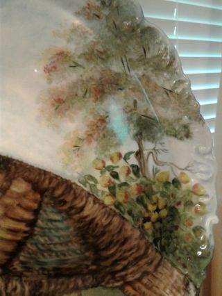 VTG T & V LIMOGES DEPOSE HAND PAINTED ARTIST SIGNED TURKEY PLATTER 16 