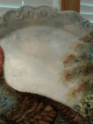 VTG T & V LIMOGES DEPOSE HAND PAINTED ARTIST SIGNED TURKEY PLATTER 16 