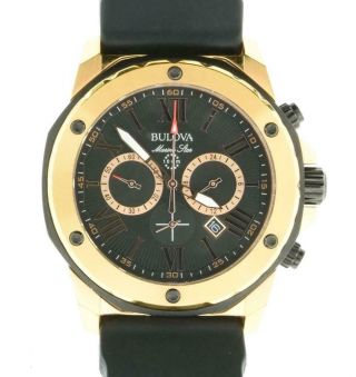 Bulova Marine Star Chronograph Black Dial Rubber Strap Men ' s Watch 98B104 79853 2