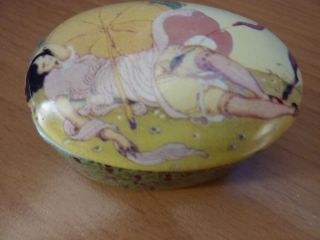 Art deco erotic porcelain trinket pill box Gerda Wegener Faun Mephisto 932 - 3A 5