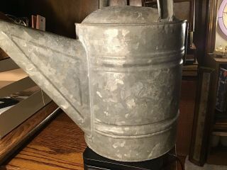 ANTIQUE VTG GALVANIZED METAL WATERING CAN ROSE SPRINKLER NOZZLE 12 WHEELING USA 8