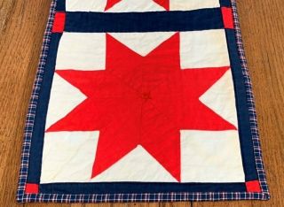 Americana Vintage STAR Table Quilt RUNNER Red w Blue 34 x 11 2