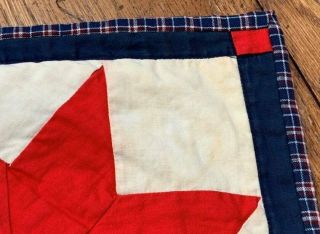 Americana Vintage STAR Table Quilt RUNNER Red w Blue 34 x 11 4