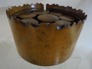 Rare Antique Lathe Turned Treen Spice Set Chip Carved Edges 8 Spice Containers