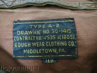 WWII US ARMY AIR FORCE TYPE A - 2 LEATHER FLIGHT JACKET SIZE 42 2