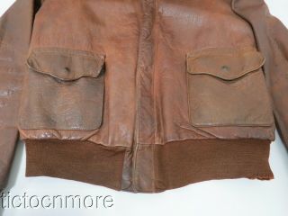WWII US ARMY AIR FORCE TYPE A - 2 LEATHER FLIGHT JACKET SIZE 42 6