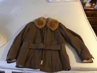Rare Wwii Japanese Fur Lined Pilot Parka With Belt