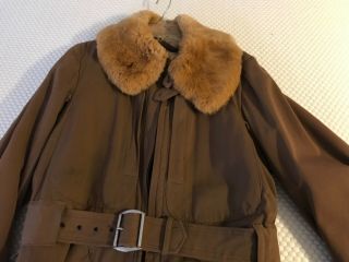 Rare WWII Japanese fur lined pilot parka with belt 2