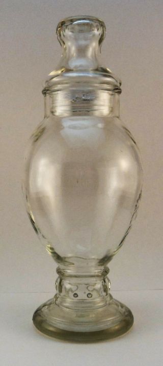 10 " Vintage Dakota Glass Apothecary Drugstore Candy Clear Glass Jar