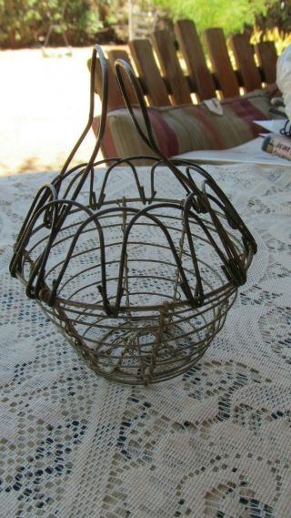 Antique Small Primitive Wire Egg Basket 6 " Farmhouse Decor