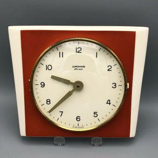 Junghans Ato Mat Ceramic Wall Clock Germany Art Deco Design Orange For Repair