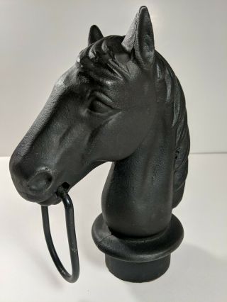Cast Iron Horse Head Hitching Post Topper Figurine Western Paperweight Euc