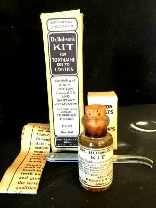 Antique Dental Toothache Kit: Dr.  Hobson 