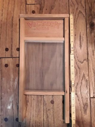 Vintage Wash Board Victory Ribbed Glass Washboard No.  508 National Wood