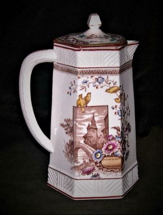 Antique Aesthetic Period Polychrome Aesthetic Period Transferware Teapot