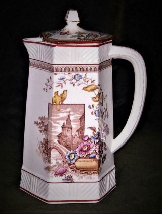 ANTIQUE AESTHETIC PERIOD POLYCHROME AESTHETIC PERIOD TRANSFERWARE TEAPOT 2