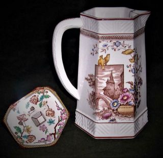 ANTIQUE AESTHETIC PERIOD POLYCHROME AESTHETIC PERIOD TRANSFERWARE TEAPOT 4