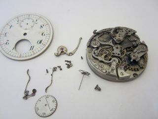 Vintage M.  Tissot Rattrapante Chronograph Pocket Watch Movement.  Parts