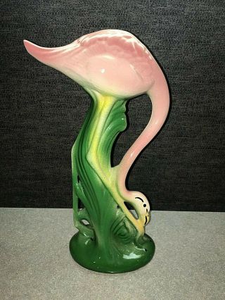 Large 13 1/4 " Vintage Florida Pink Flamingo Ceramic Figure Mcm Mid - Century