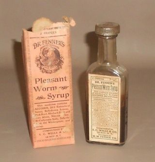 C1920 Antique Quack Medical Bottle Box Dr Fenner 