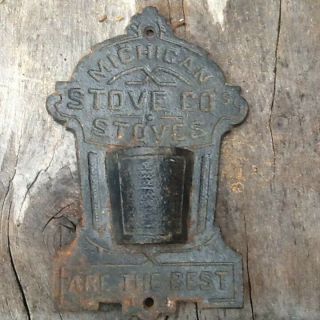 Early Primitive 1900s Cast Iron Match Safe Holder Michigan Stove Co