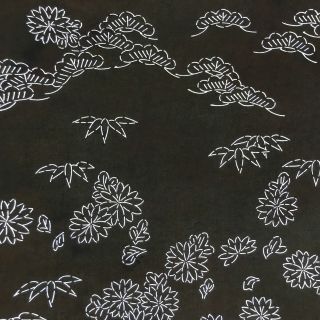 Antique Japanese Katagami Kimono Stencil Katazome Meiji Floral Design C426