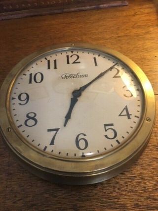 c.  1930 unusual brass vintage Telechron industrial wall clock 2