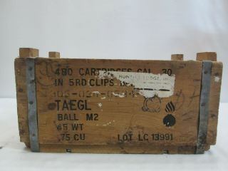 World War 2 Taegl 480 Cal.  30 Wooden Ammo Box Lc 13991