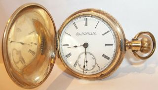 1892 ELGIN 7 Jewels Pocket Watch in GF Hunter Case 18s Cleaned,  Runs Well 4