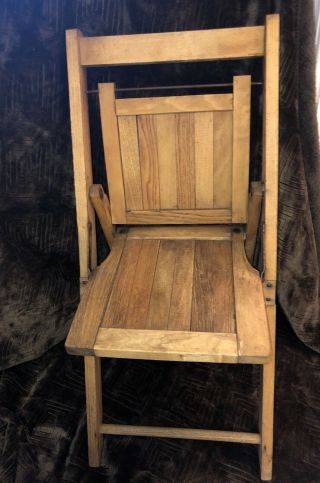 Vintage Wood Slat Seat Child Folding Chair