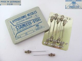 1950s Vintagegerman Ddr Medical Tin Box Set Of 12 Hypodermic Needles