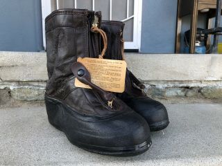 Rare Ww2 Us Navy Military Nos Sheep Skin Flight Boots Small 9 - 10 Nwt Unissued