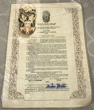 French Indochine Parachute Document Certificated & Insignes