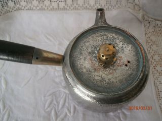 Antique Japanese Tea Pot Small Wood Handle Silver Covered Copper 19th C Side
