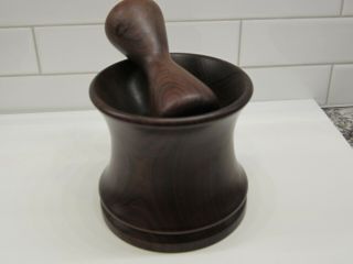 Vintage Mortar And Pestle Wood Large Heavy Apothecary - Quality Made Marked