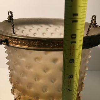 Antique frosted hobnail candle wick glass hanging pendant light fixture shade 8