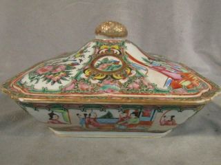 Antique Chinese Export Rose Medallion 10 " Covered Serving Bowl