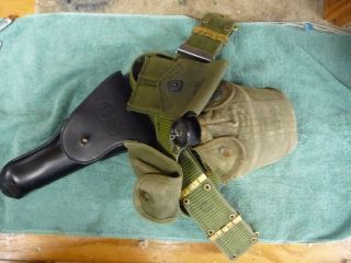 Us Vietnami Era Army Pistol Belt With Holster - Canteen - Mag - First Aid Pouch