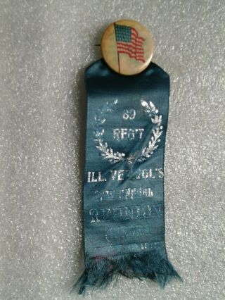 1912 Aurora Illinois 89th Vol Infantry Gar Civil War Veteran Reunion Ribbon