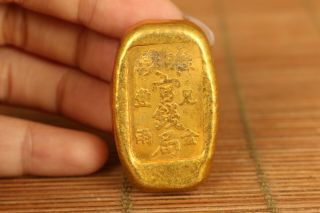 Lucky Fortune Chinese Old Brass Hand Carved Coin Bar Collectable