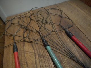 L4246 - (4) ANTIQUE Rug Beaters Woven Metal Wire Primitive Farm House Decor 5