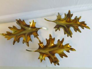 Vintage brass copper wall leaves MCM art metal wall decor 3 - 7 