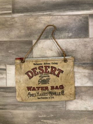 Vintage Antique Desert Brand Water Bag By Ames Harris Neville Canvas 11 " X14.  5 "