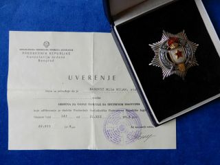 Yugoslavia.  Serbia.  Order Of Military Merit 3rd Class,  Document.  Medal