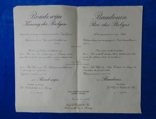 Belgium.  Rare Document For Silver Medal Of The Service To The Royal House.